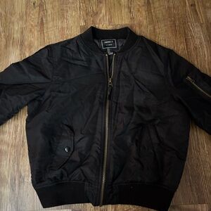 women’s forever 21 women's black bomber jacket size s
